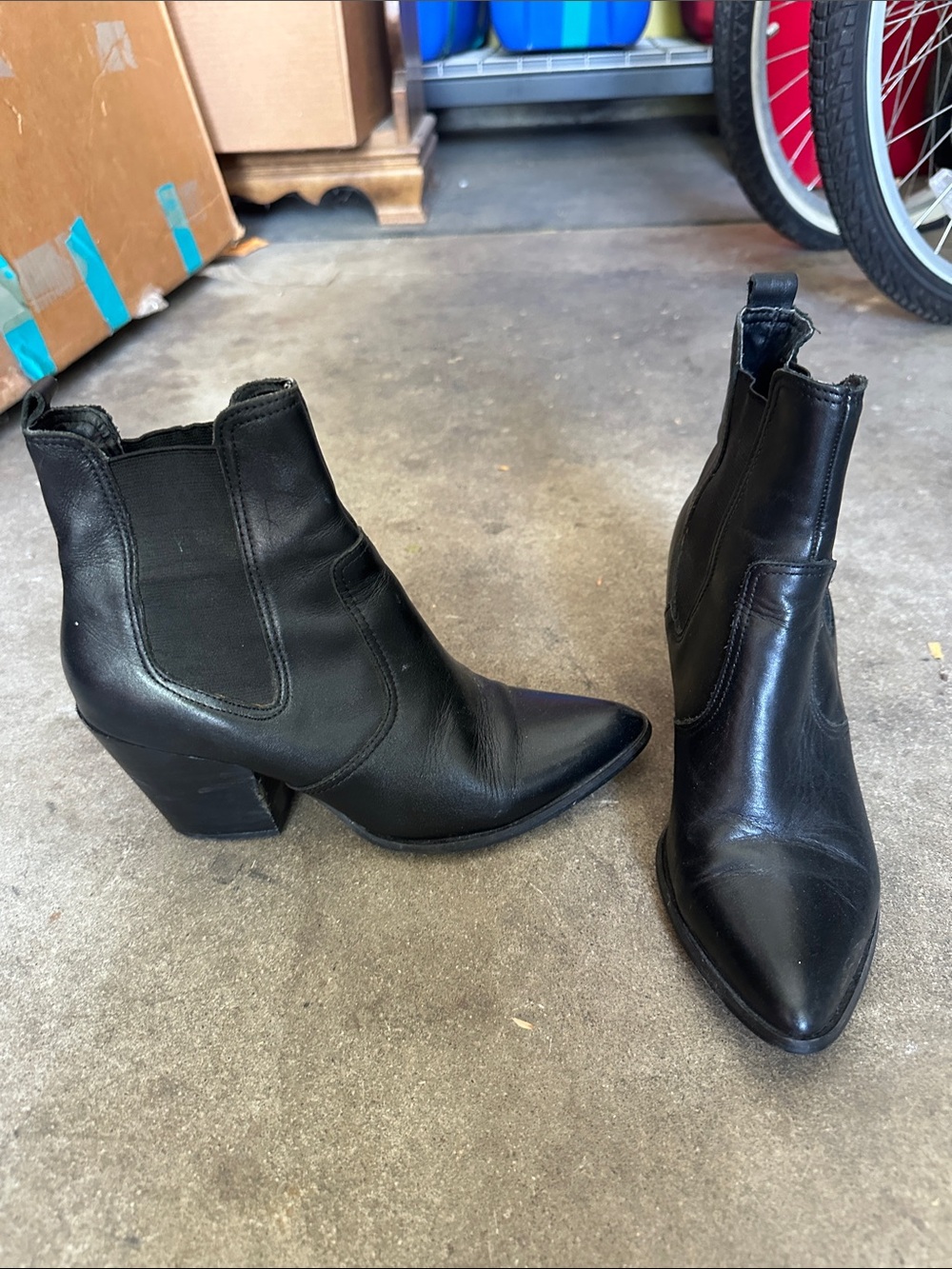 Steve Madden Black Pointed-Toe Chelsea Ankle Booties